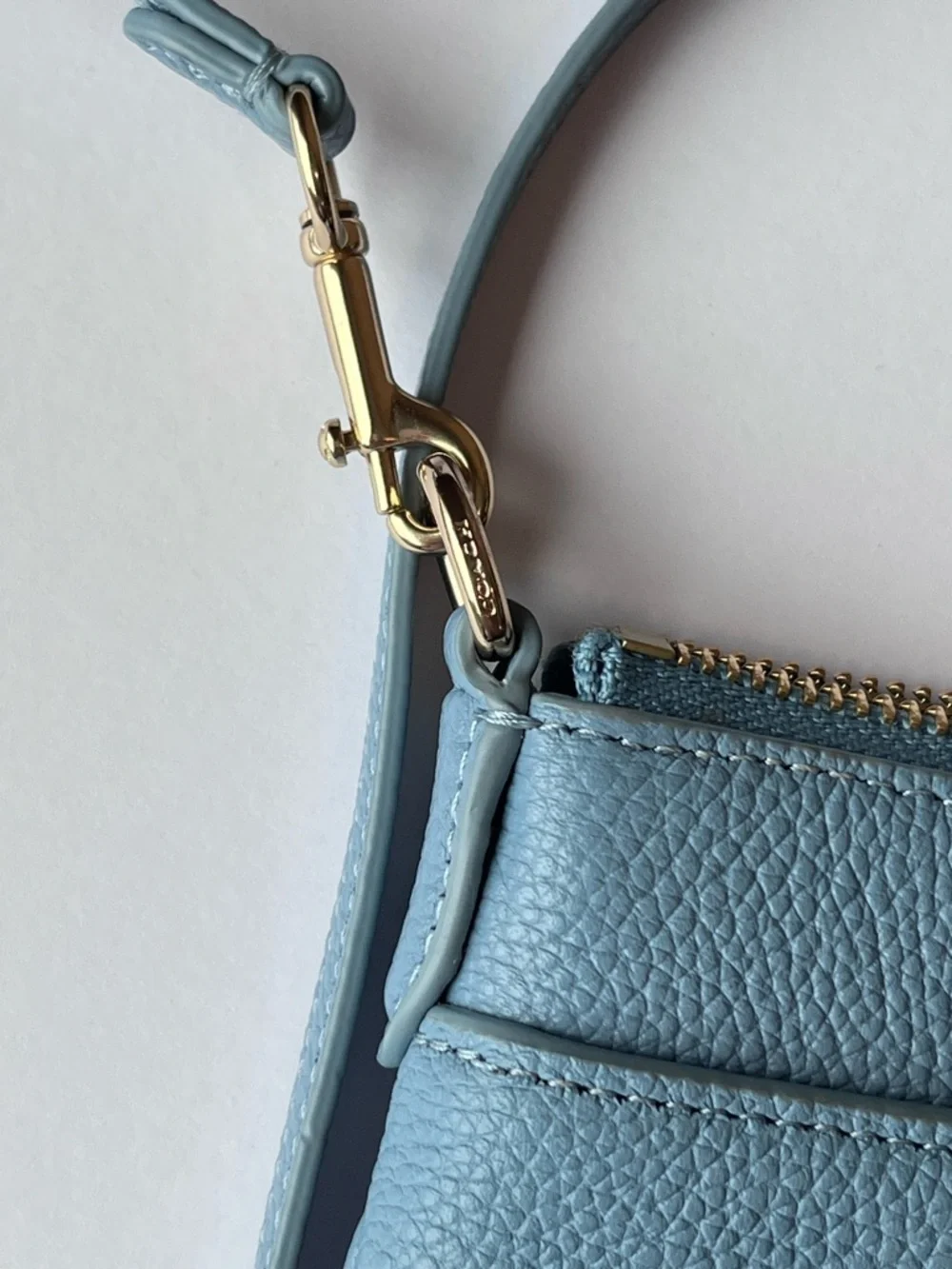Coach Pebble Polly Blue Leather Crossbody Bag